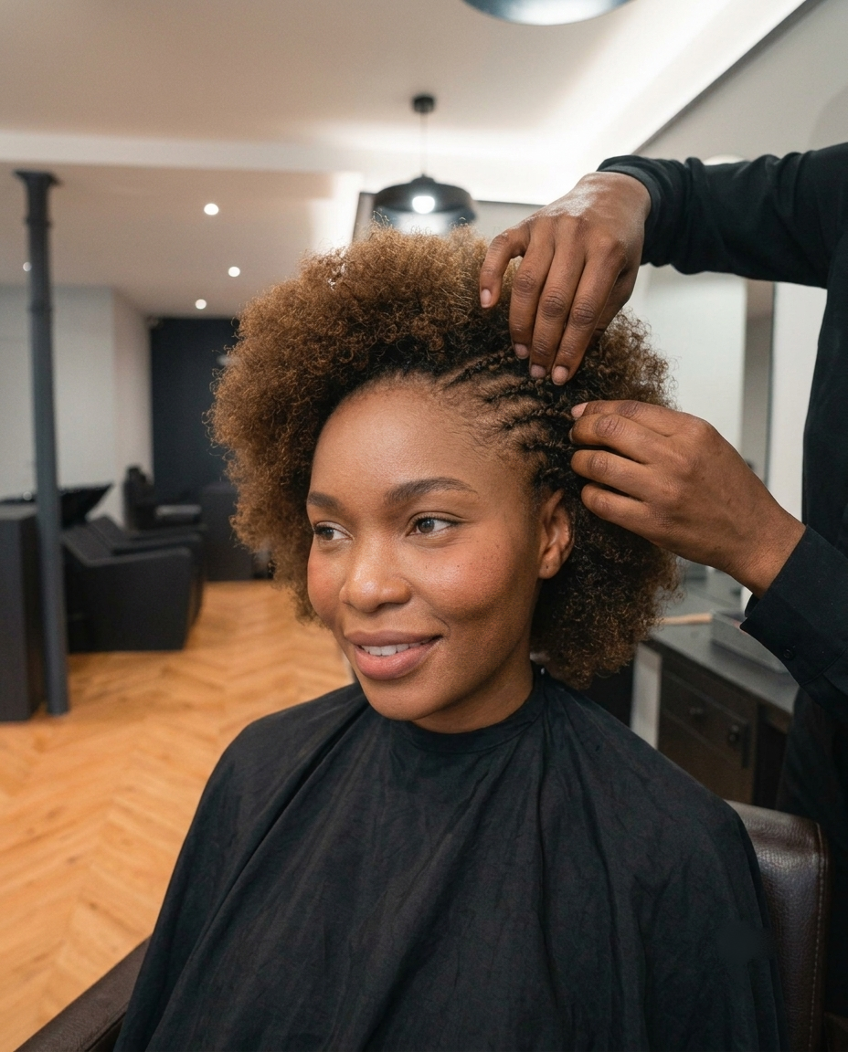 Une cliente se fait coiffer dans le salon MAME Volta